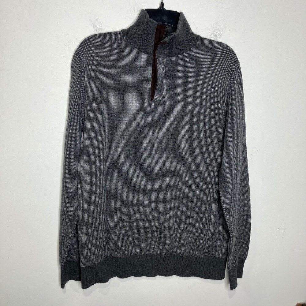 Banana Republic quarter zip pullover gray Mens size large business casual preppy